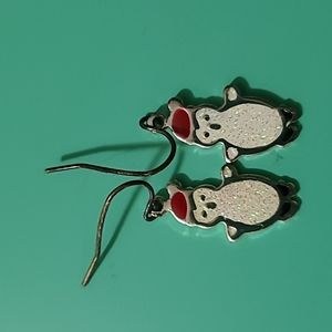 Cute Penguin with Santa Hat Earrings